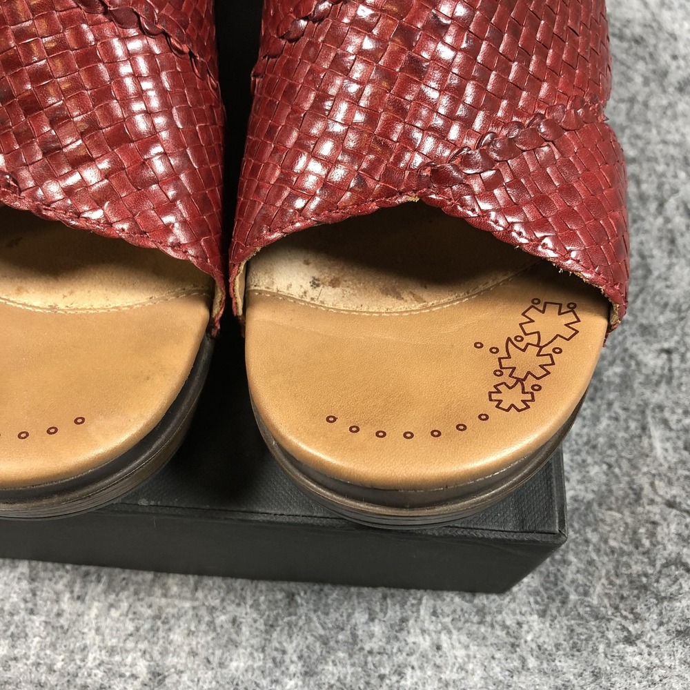 Dansko Mila Clogs Sandals Womens 7.5 Red Woven Leather Studded Wedge Comfort - Picture 6 of 16